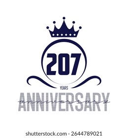 207 anos aniversário logotipo azul fita