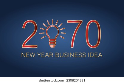 2070 creativity inspiration concepts, Light bulb idea with 2070 new year on dark blue background, planning ideas.
