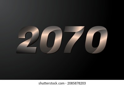 2070 year logotype, 2070 new year vector isolated on black background
