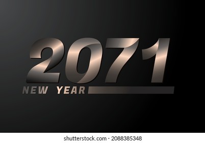 2071 Vector Isolated on Black background, 2071 new year design template