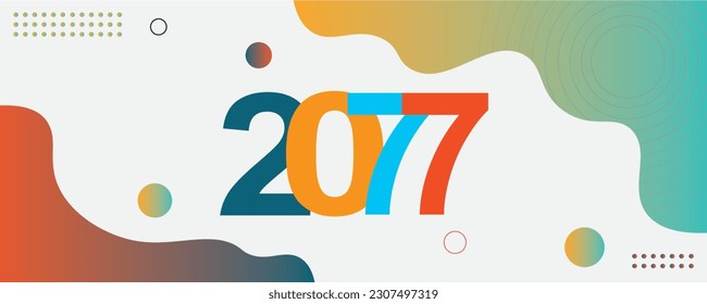 2077 Year logo text design for cover photo. Number design template. vector illustration