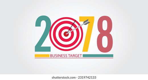 2078 New Year numbers with business target colorful banner. Cover of business diary for 2078 with wishes.