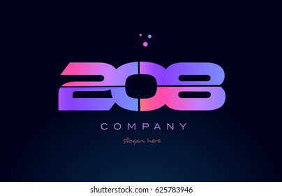 208 pink blue purple number digit numeral dots creative company logo vector icon design template