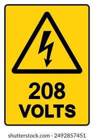 208 Volts Tag Symbol Sign,Vector Illustration, Isolate On White Background Label. EPS10