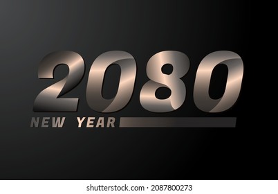 2080 Vector Isolated on Black background, 2080 new year design template