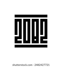 2082 happy new year text logo design vector illustration, geometric square logo monogram, new year 2082 typography clip art
