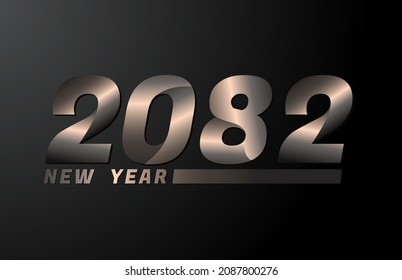 2082 Vector Isolated on Black background, 2082 new year design template
