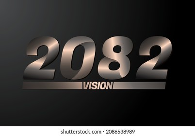 2082 with vision text, vision 2082 new year vector isolated on black background