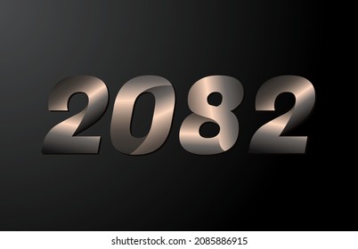 2082 year logotype, 2082 new year vector isolated on black background
