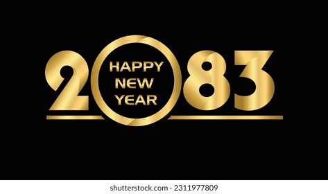 2083 New year celebrations gold greetings poster isolated over black background