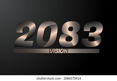 2083 with vision text, vision 2083 new year vector isolated on black background