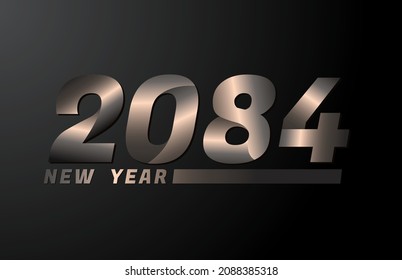 2084 Vector Isolated on Black background, 2084 new year design template