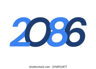 2086 Happy New Year logo design, New Year 2086 modern design isolated on white background