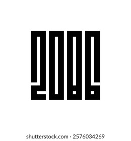2086 happy new year logo text vector illustration, year 2086 monogram logo, white on black background