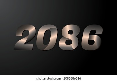 2086 year logotype, 2086 new year vector isolated on black background