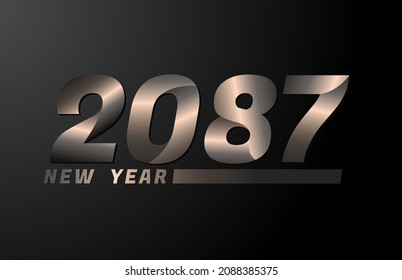 2087 Vector Isolated on Black background, 2087 new year design template