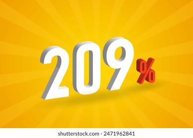 209% discount 3D text for sells and promotion.