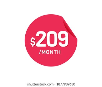 $209 Dollar Month. 209 USD Monthly sticker