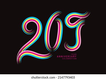 209 number design vector, graphic t shirt, 209 years anniversary celebration logotype colorful line, 209th birthday logo, Banner template, logo number elements for invitation card, poster, t-shirt.