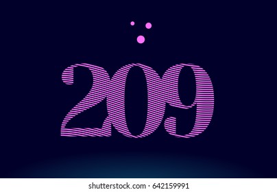 209 number digit logo pink line stripes magenta purple blue font creative text dots company vector icon design