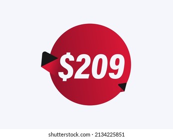 $209 USD sticker vector illustration