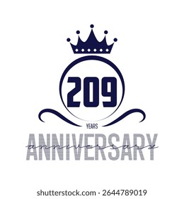 209 anos aniversário logotipo azul fita