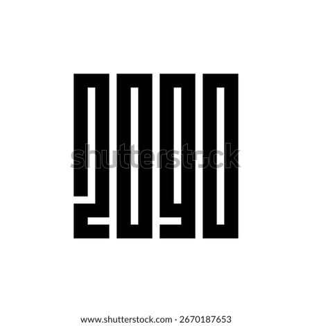 2090 logo text design, futuristic square typography, modern number font, vector illustration, isolated on white background