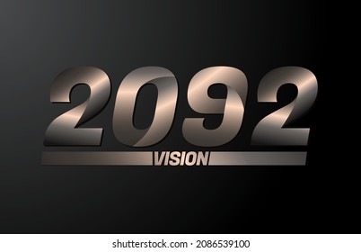 2092 con texto de visión, visión 2092 nuevo año vector aislado en fondo negro