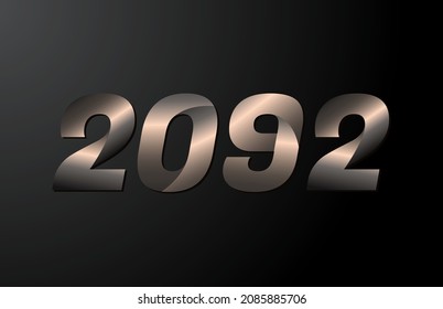 logotipo de 2092 años, vector de año nuevo 2092 aislado en fondo negro