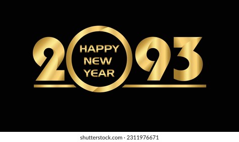 2093 New year celebrations gold greetings poster isolated over black background