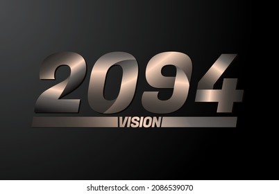 2094 con texto de visión, visión 2094 nuevo año vector aislado en fondo negro