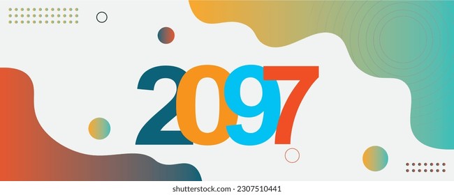 2097 Year logo text design for cover photo. Number design template. vector illustration