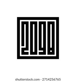 2098 logo text vector, geometric square logo design, 2098 logo design  vector isolated on white background, futuristic typography illustration
