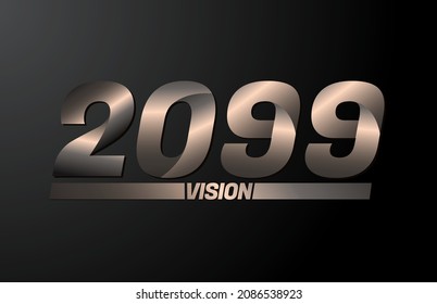 2099 con texto de visión, visión 2099 nuevo año vector aislado en fondo negro