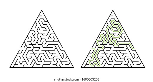 20-cell-wide triangular maze with solution