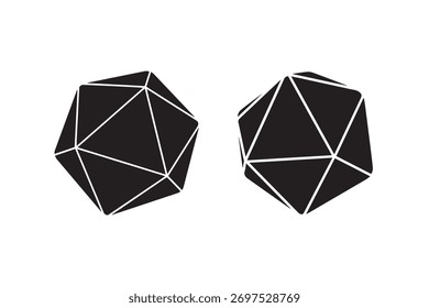 20d dados elegante conjunto de Ilustración vectorial de silueta