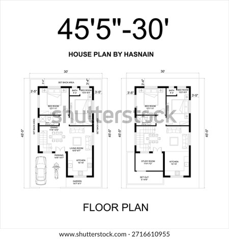 20ft x 50ft House Plan 2D Flor Plan