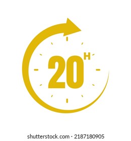 20hours, icon symbol yellow, time, o'clock 