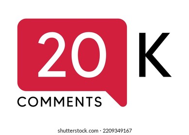 20K Comment banner template Vector illustration. Social Media Text. Amazing red color symbol on a white background