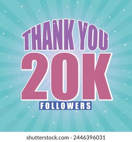 20k Follower, 2000 followers thank you with pastel colors and white confetti, happy celeberation social media post design for 20k subscribers ,followers and likes