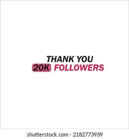 20K Follower Banner Vorlage Vektorgrafik. Text der sozialen Medien Rote Farbe Amazing Schriftart auf weißem Hintergrund