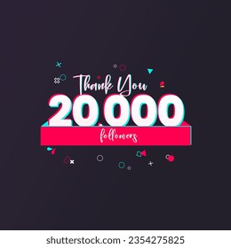 20K followers banner for social media followers and subscribers. Thank you 20 thousand followers vector template for network, social media friends and subscribers.