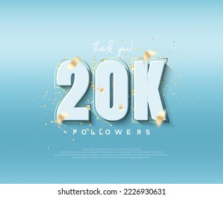 20k followers celebration. with modern luxury figures.