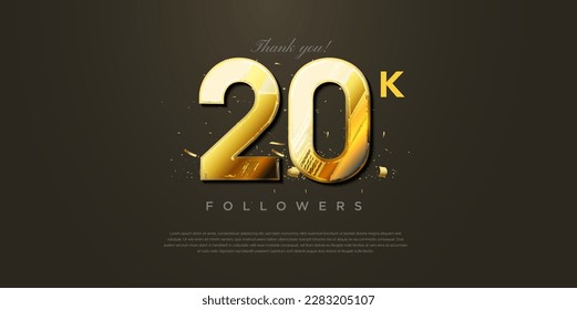 20k followers with celebratory gold foil sprinkles.
