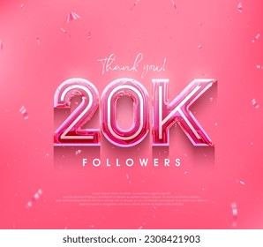 20k followers design for a thank you. in a soft pink color.