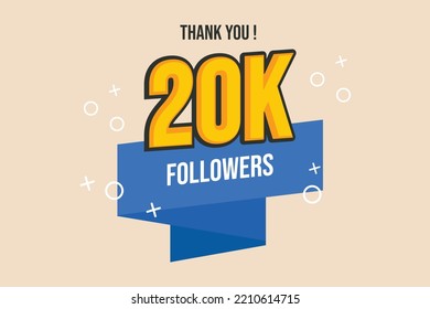 20k followers thank you. Congratulation banner. Social media concept. 