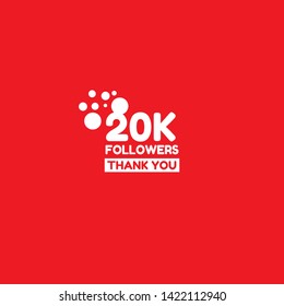 20k Followers - thank you. red design template.20 000 followers - card