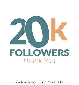 20k followers vector logo design icon vector. Thanks for 20k followers.