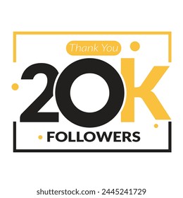 20k followers vector logo design icon vector. Thanks for 20k followers.