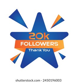 20k followers vector logo design icon vector. Thanks for 20k followers.